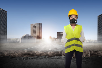 Asian business person in worker suit