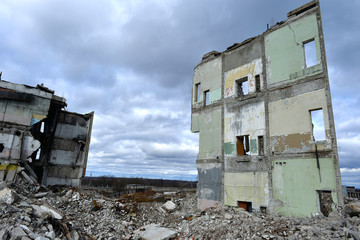 Pieces of Metal and Stone are Crumbling from Demolished Building Floors