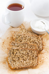 banana bread and tea for breakfast