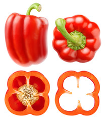 Isolated red bell pepper collection