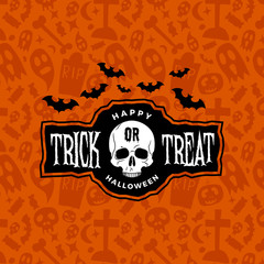 Fototapeta premium happy halloween vintage badge on orange seamless background