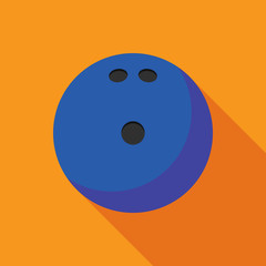 bowling ball icon with long shadow. flat style vector illustrati