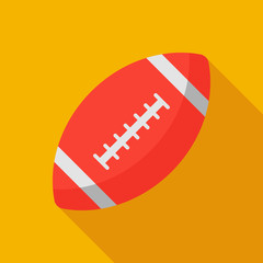 american football ball icon with long shadow. flat style vector