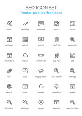 Search engine line icon set. Pixel perfect fully editable vector icon suitable for websites, info graphics and print media.