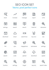 Search engine line icon set. Pixel perfect fully editable vector icon suitable for websites, info graphics and print media.