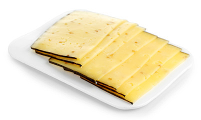 Slices of cheese, isolated on white