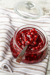 Cranberries jam in a glass bowl