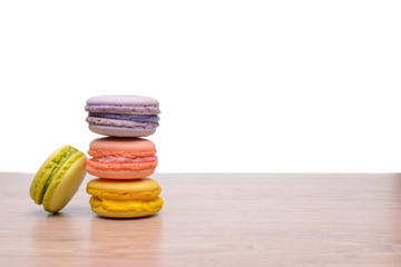 Colorful macarons on table