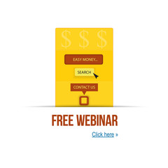 vector illustration concept of free webinar and easy money. For your presentation and website. Template webinar poster  