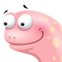 Vector illustration of funny cartoon worm character on white background. Vector illustration.