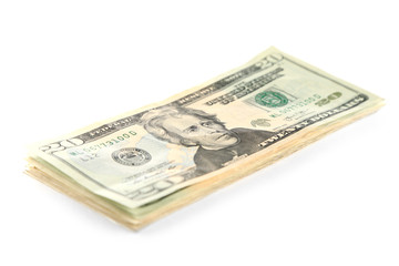 Dollar banknotes isolated on white