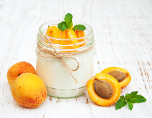sweet yogurt with fresh apricots