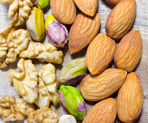 Almonds, walnuts and pistachio.