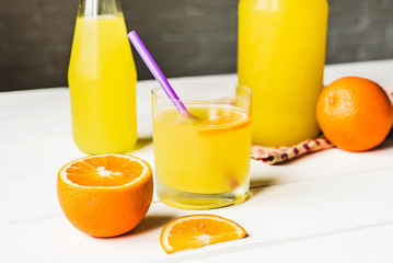 Glass of freshly pressed orange juice