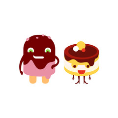 Humanized Eskimo and Cake Illustration