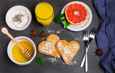 Breakfast with belgian waffles