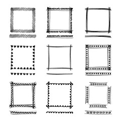 Set of Black Grunge ink Frames. 