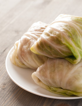 Stuffed Cabbage Rolls In White Plate