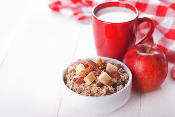 oatmeal with red apple