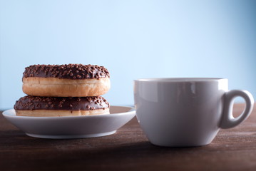 chocolate donut with coffee