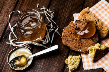 jar of jam and homemade cookies