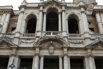 Fototapeta na wymiar Facade of Basilica di Santa Maria Maggiore in Rome, Italy