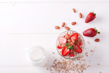 muesli with strawberries and nuts