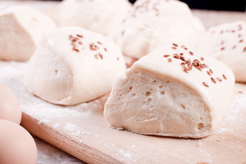 pieces of dough on the table