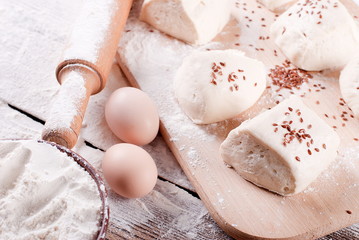 dough and ingredients on the table