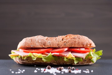sandwich baguette on table