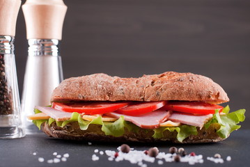 sandwich baguette on table