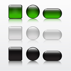 Vector illustrations of glossy buttons for icons