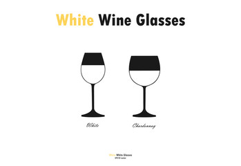 White wine glass silhouettes vector