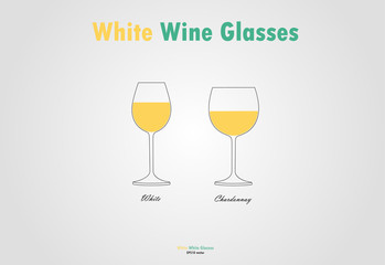 White wine glass silhouettes vector