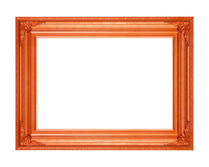 Old wooden frame isolated on white background. 