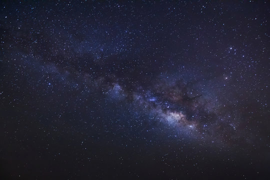 Fototapeta milky way on a night sky, Long exposure photograph, with grain