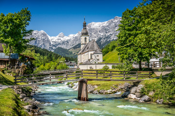 Fototapeta premium Church of Ramsau, Bavaria, Germany
