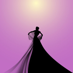 Silhouette of Opera Singer - 105840603