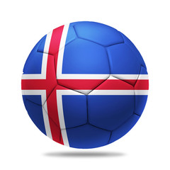 3D soccer ball with Iceland team flag, UEFA euro 2016. isolated on white