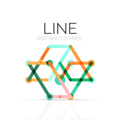 Linear abstract logo, connected multicolored segments of lines geometrical figure