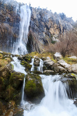 Waterfall in the birth of the river Ason, Cantabria, Spain