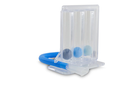 Triflow incentive spirometer for inhalation exercise. 