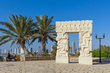 Fototapeta na wymiar Statue of Faith in Old Jaffa.