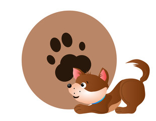 Dog illustration with paw symbol
