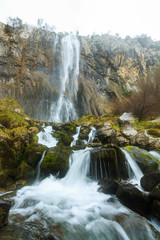 Obraz premium Waterfall in the birth of the river Ason, Cantabria, Spain