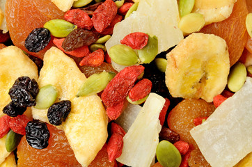 Dried fruits on background