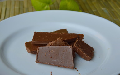 chocolate on white dish