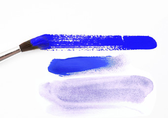 Brush blue on white paper with stain background