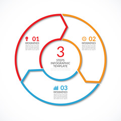 Infographic circle template. Simple vector concept banner with 3 options, steps, parts
