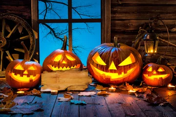 Foto op Aluminium Halloween pumpkin head jack lantern © Alexander Raths
